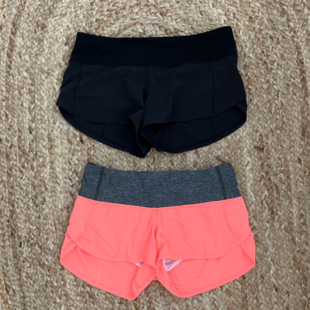 Lululemon black and coral high speed short sz 4